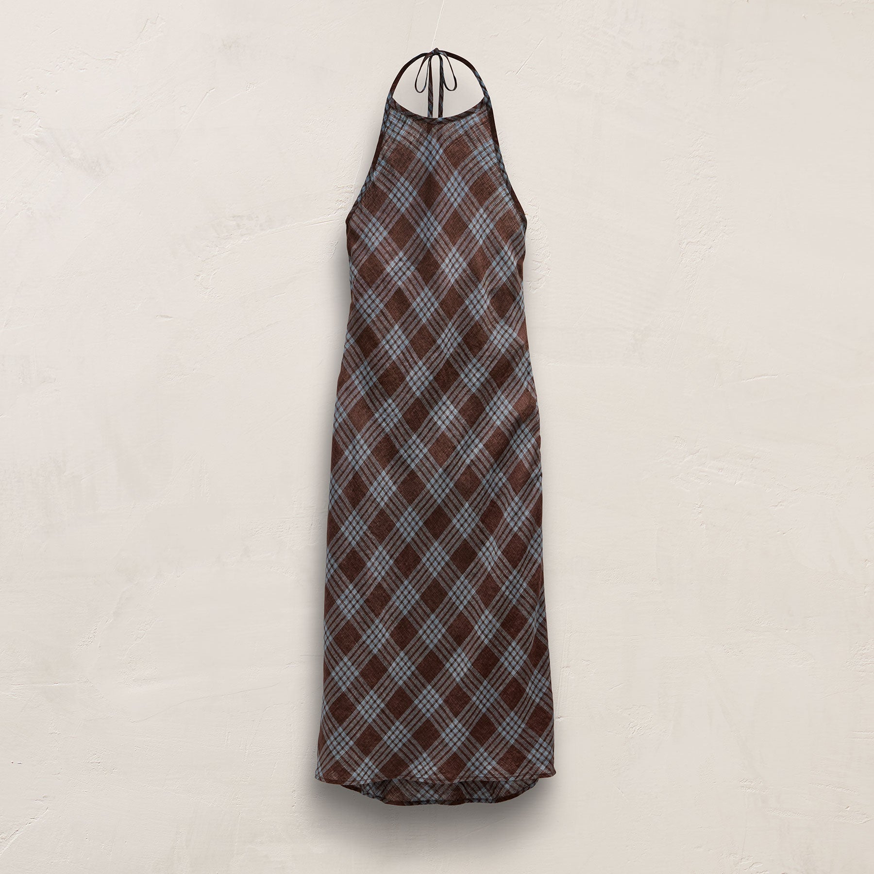 Robe chic en lin à motif écossais – Prune